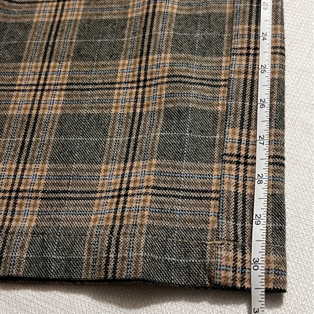 American Eagle Super High-Rise Wide-Leg Plaid Brown /Grey Trouser Pants NWT 10 - Picture 14 of 16